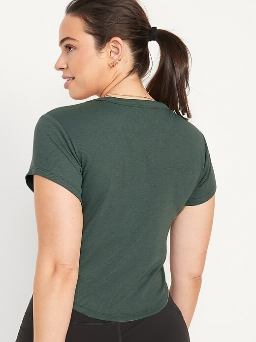 Image number 6 showing, Short-Sleeve UltraLite Cropped Rib-Knit T-Shirt for Women