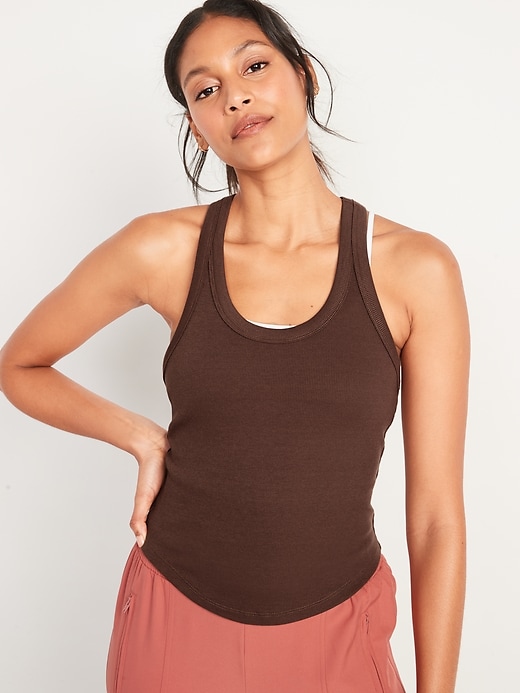 Image number 1 showing, UltraLite Cropped Rib-Knit Racerback Tank Top