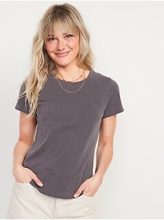 Short-Sleeve EveryWear Slub-Knit T-Shirt for Women