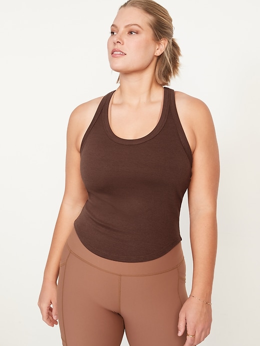 Image number 4 showing, UltraLite Cropped Rib-Knit Racerback Tank Top