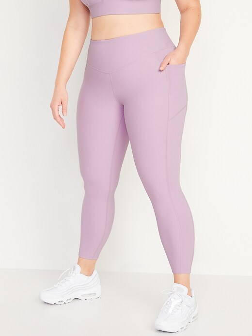 Image number 5 showing, High-Waisted PowerSoft Rib-Knit Side-Pocket 7/8-Length Leggings for Women