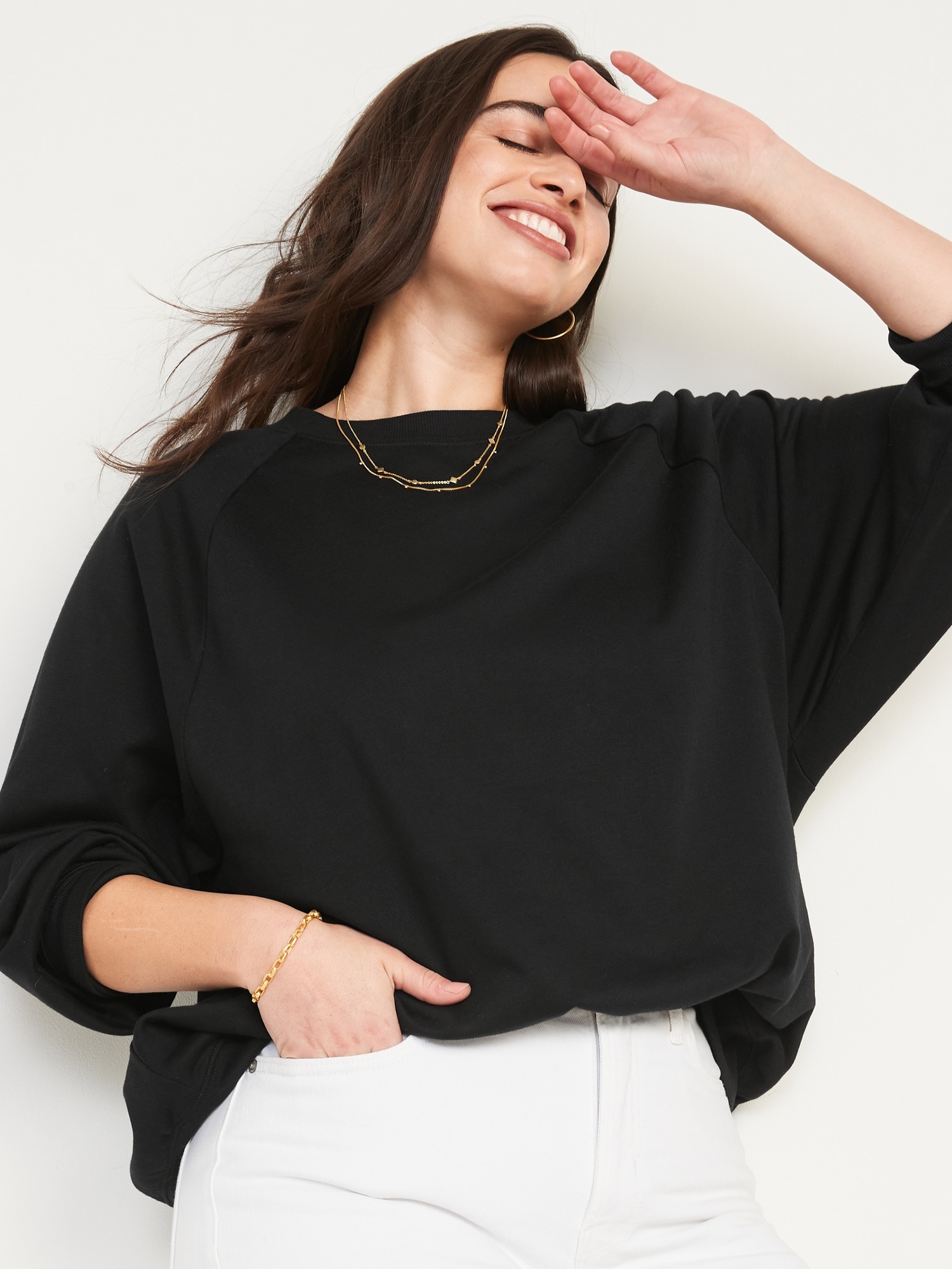 Oversized French Terry Tunic Sweatshirt 