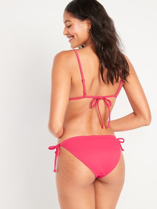 Image number 2 showing, Low-Rise Rib-Knit String Bikini Swim Bottoms