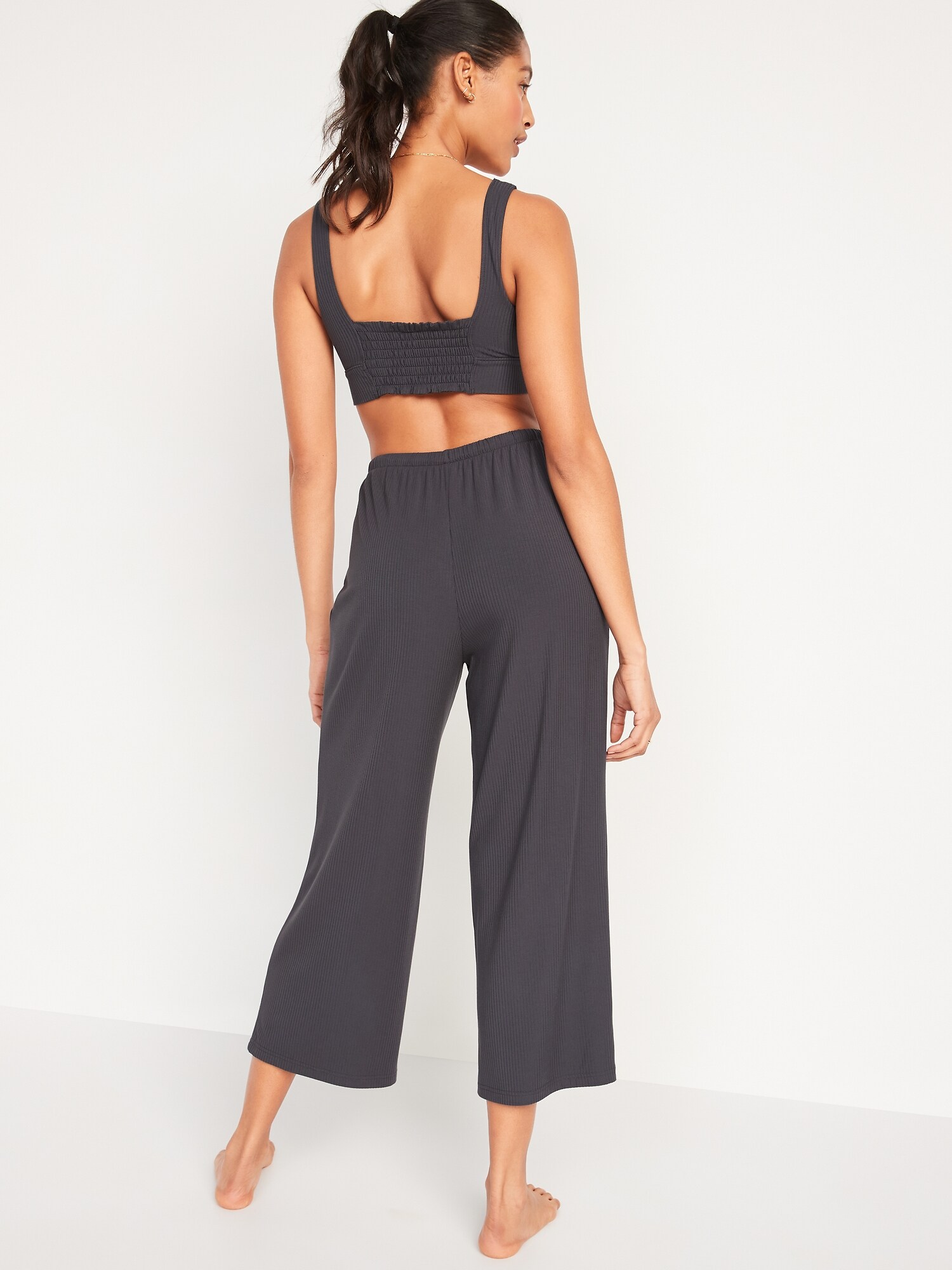 cropped wide leg lounge pants