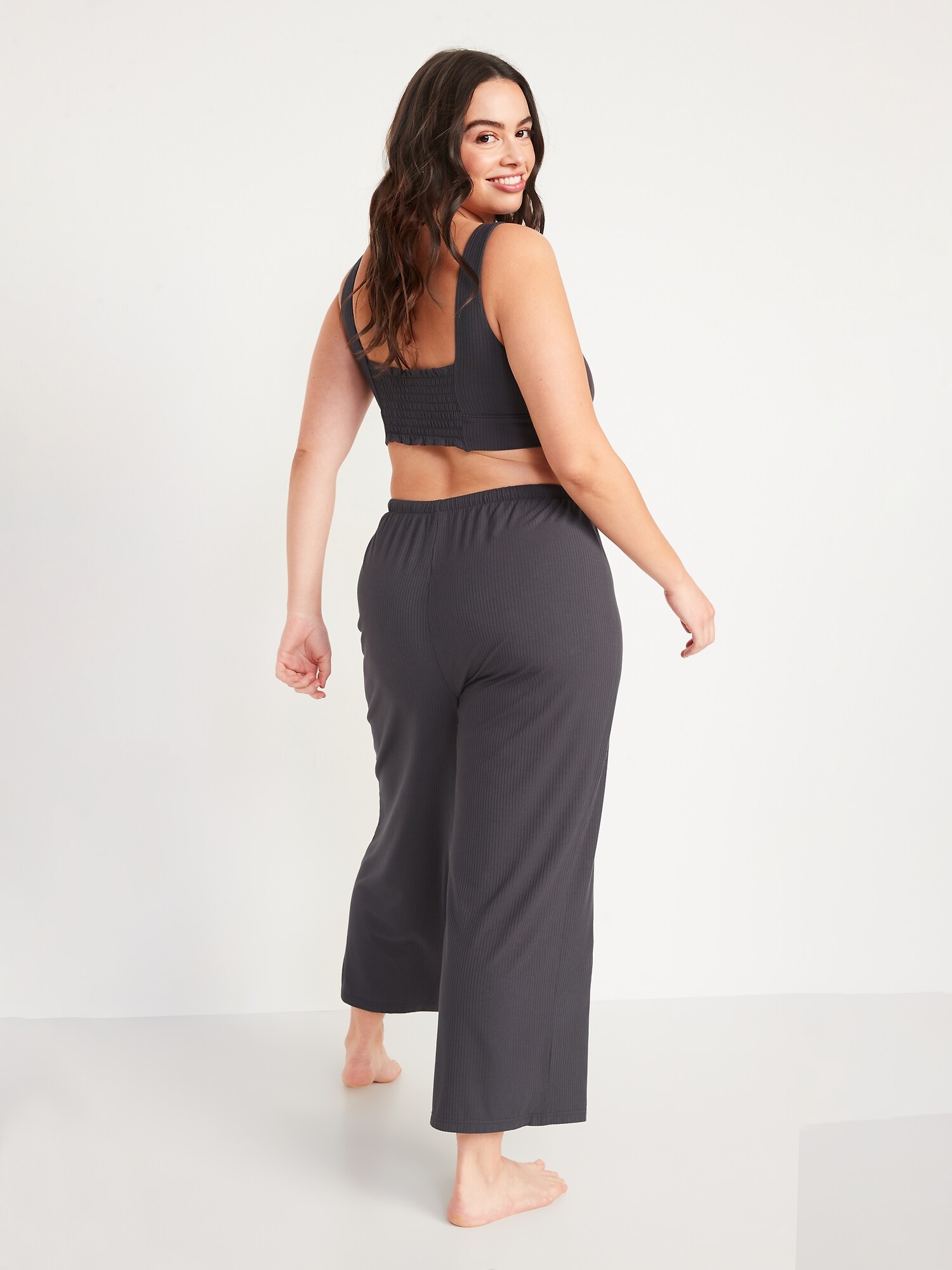 cropped wide leg lounge pants