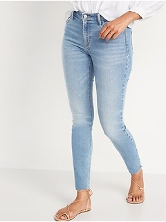 Mid-Rise Rockstar Cut-Off Super-Skinny Ankle Jeans for Women