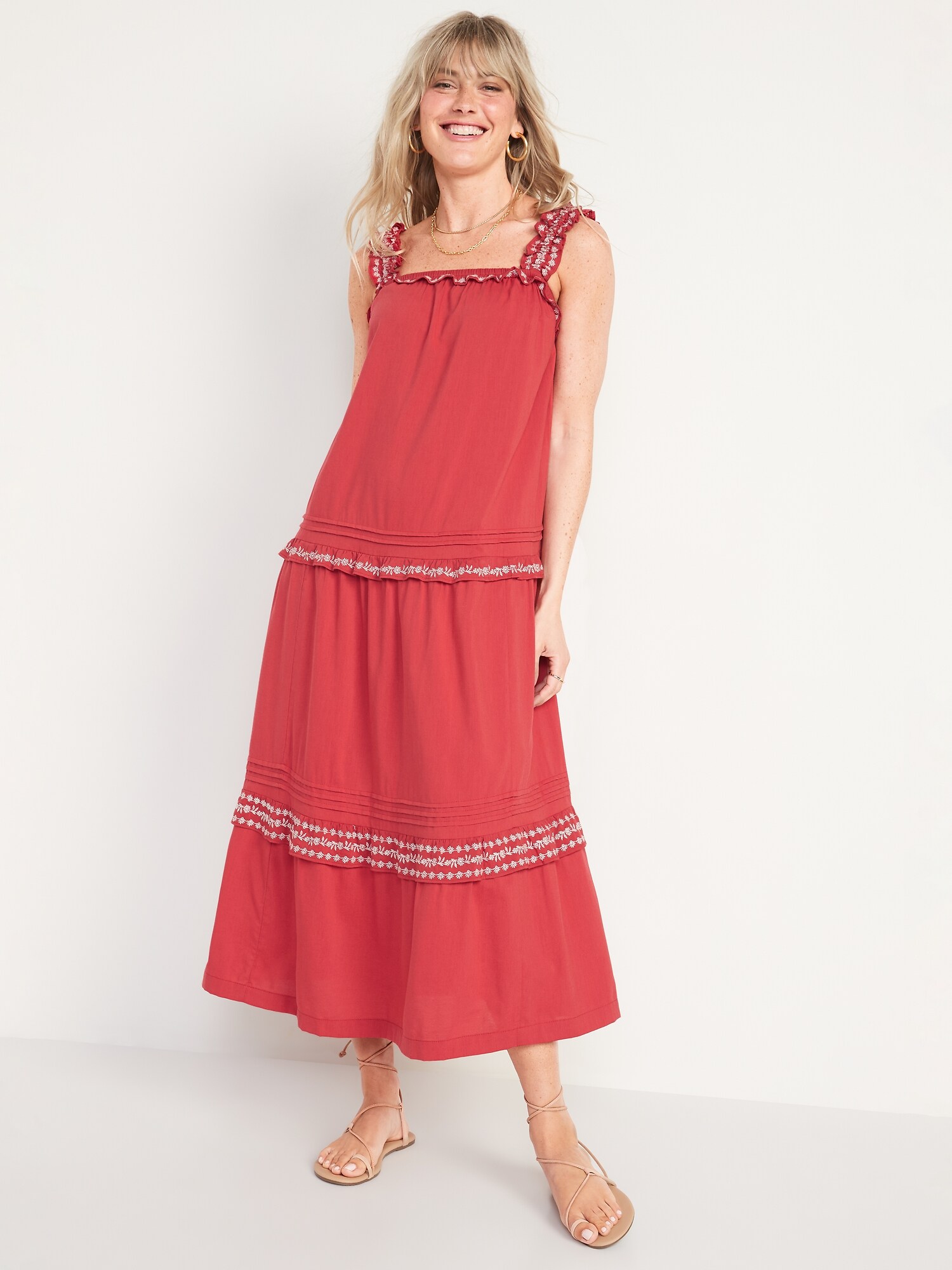 women's sleeveless tiered swing dress