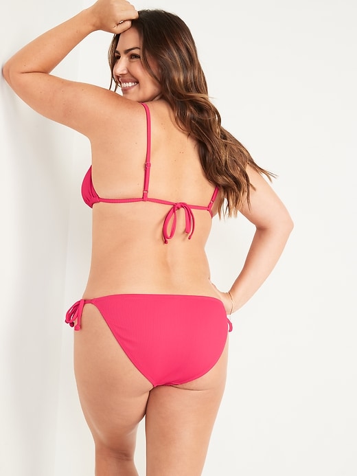 Image number 6 showing, Low-Rise Rib-Knit String Bikini Swim Bottoms