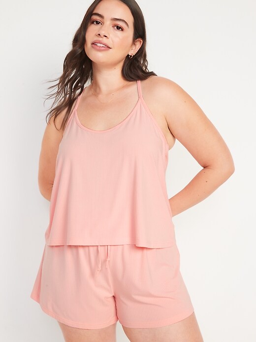 Sunday Sleep Rib-Knit Pajama Tank Top and Shorts Set