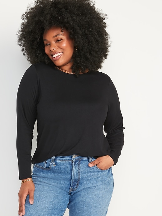 Luxe Crew-Neck Long-Sleeve T-Shirt for Women | Old Navy