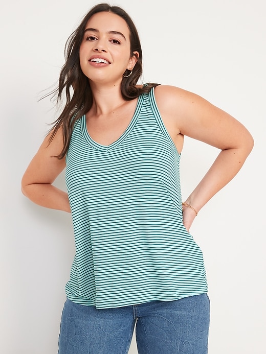 Image number 5 showing, Luxe V-Neck Striped Swing Tank Top for Women