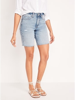 High-Waisted O.G. Straight Ripped Cut-Off Jean Shorts for Women -- 7-inch inseam