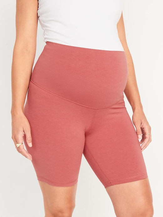 Maternity Rollover-Waist PowerChill Biker Shorts -- 8-inch inseam