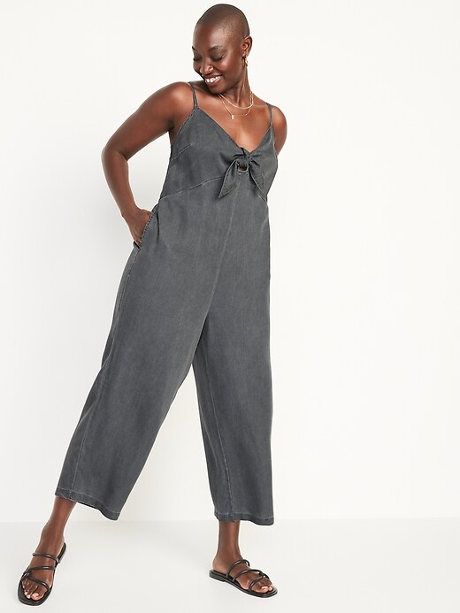 Image number 5 showing, Sleeveless Tie-Front TENCEL™ Lyocell Jumpsuit for Women