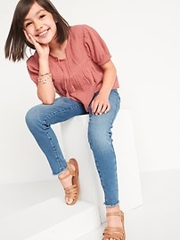 Image number 2 showing, Extra High-Waisted Rockstar 360° Stretch Frayed-Hem Jeggings for Girls