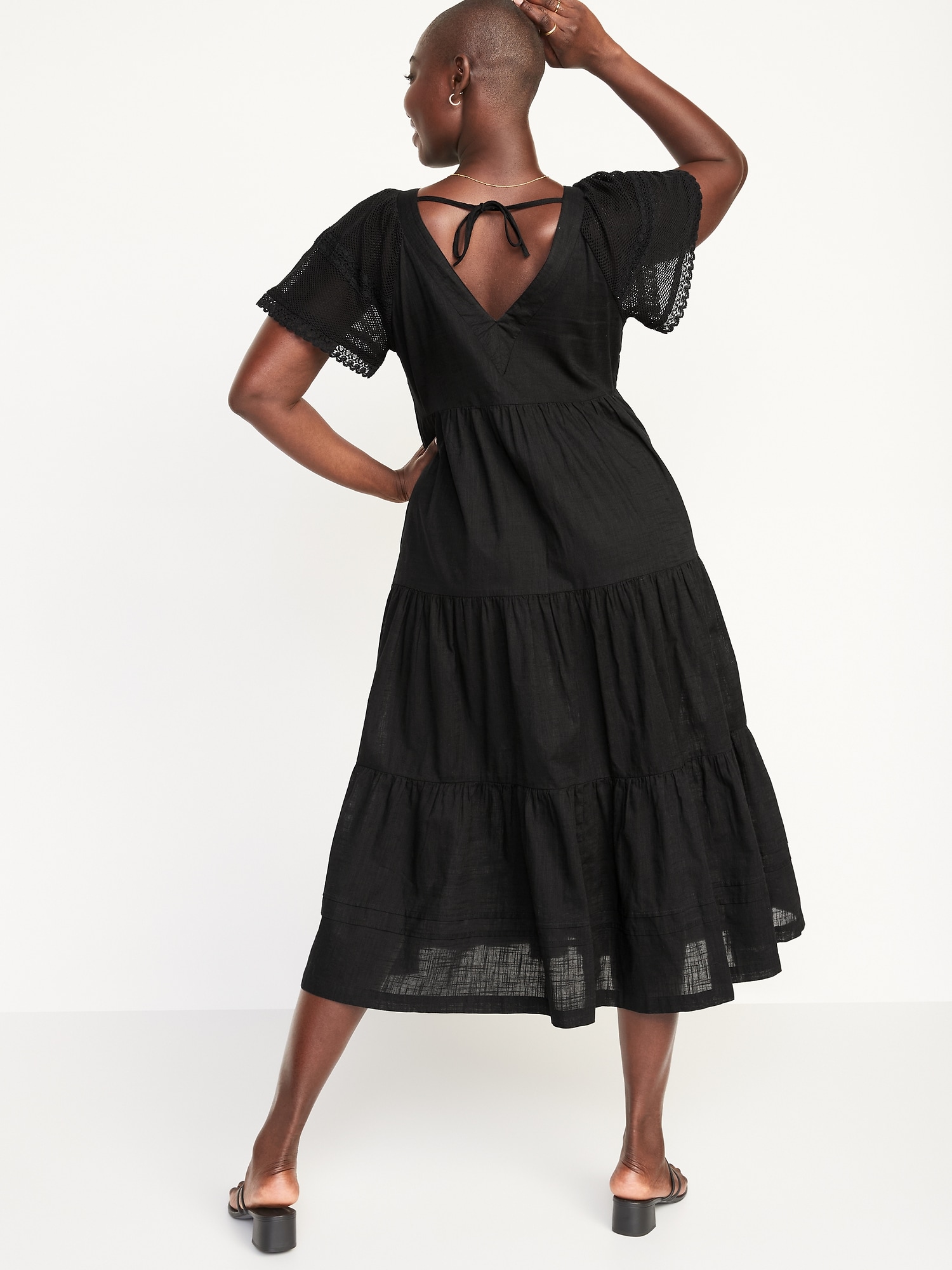 Crewneck Sleeveless Fairy Lace Maxi Swing Dress