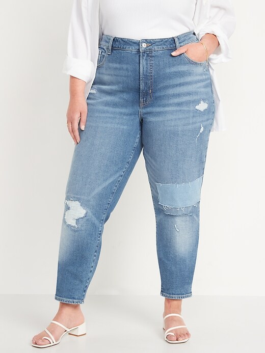 Image number 7 showing, High-Waisted OG Straight Patchwork Ripped Ankle Jeans for Women