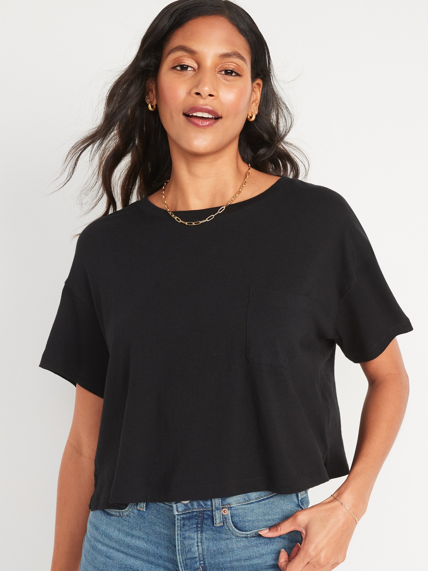 Oversized Cropped Pocket T-Shirt for 