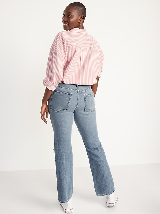 Image number 6 showing, Mid-Rise Slouchy Boot-Cut Ripped Non-Stretch Jeans for Women
