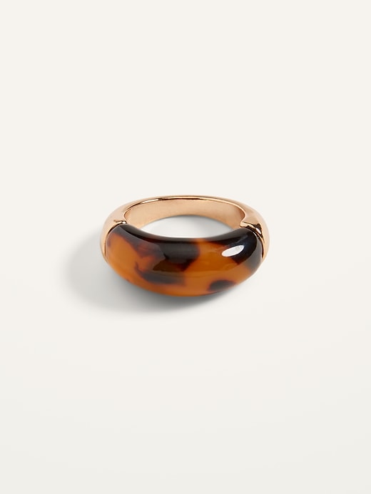 Old Navy Gold-Toned Tortoiseshell Cocktail Ring for Women. 1