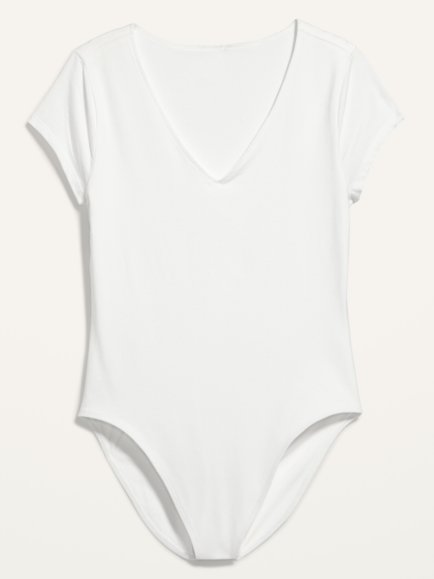 white short sleeve v neck bodysuit