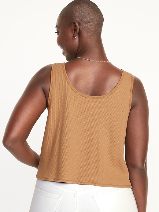 Image number 5 showing, Thermal-Knit Cropped Henley Tank Top