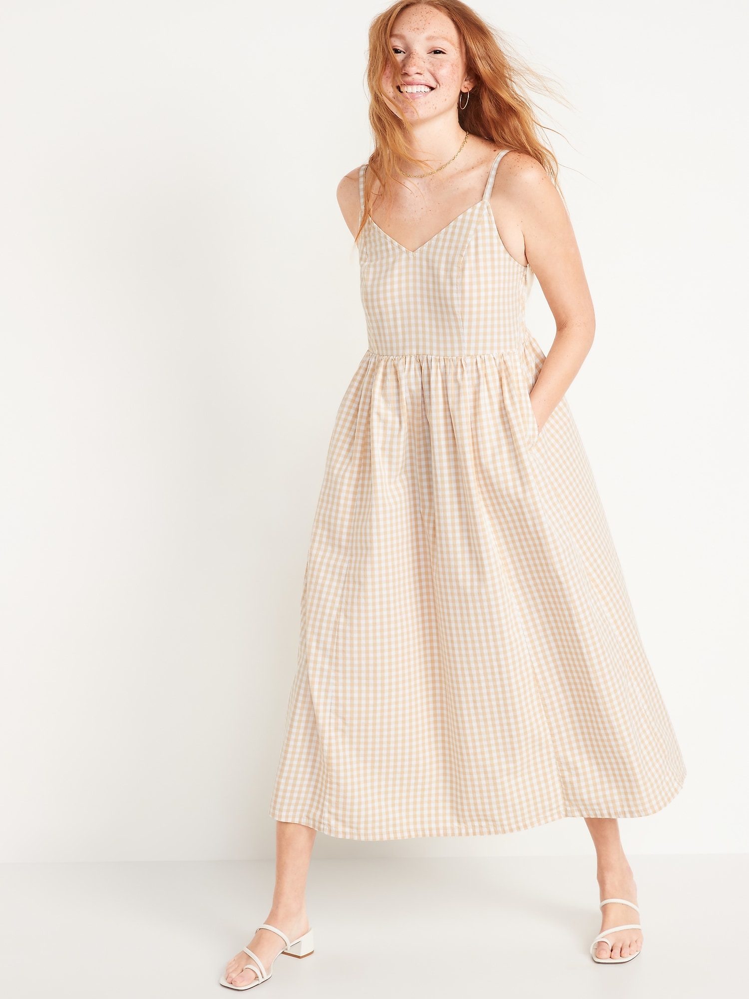 Cotton-Poplin Cami Maxi Swing Dress for Women