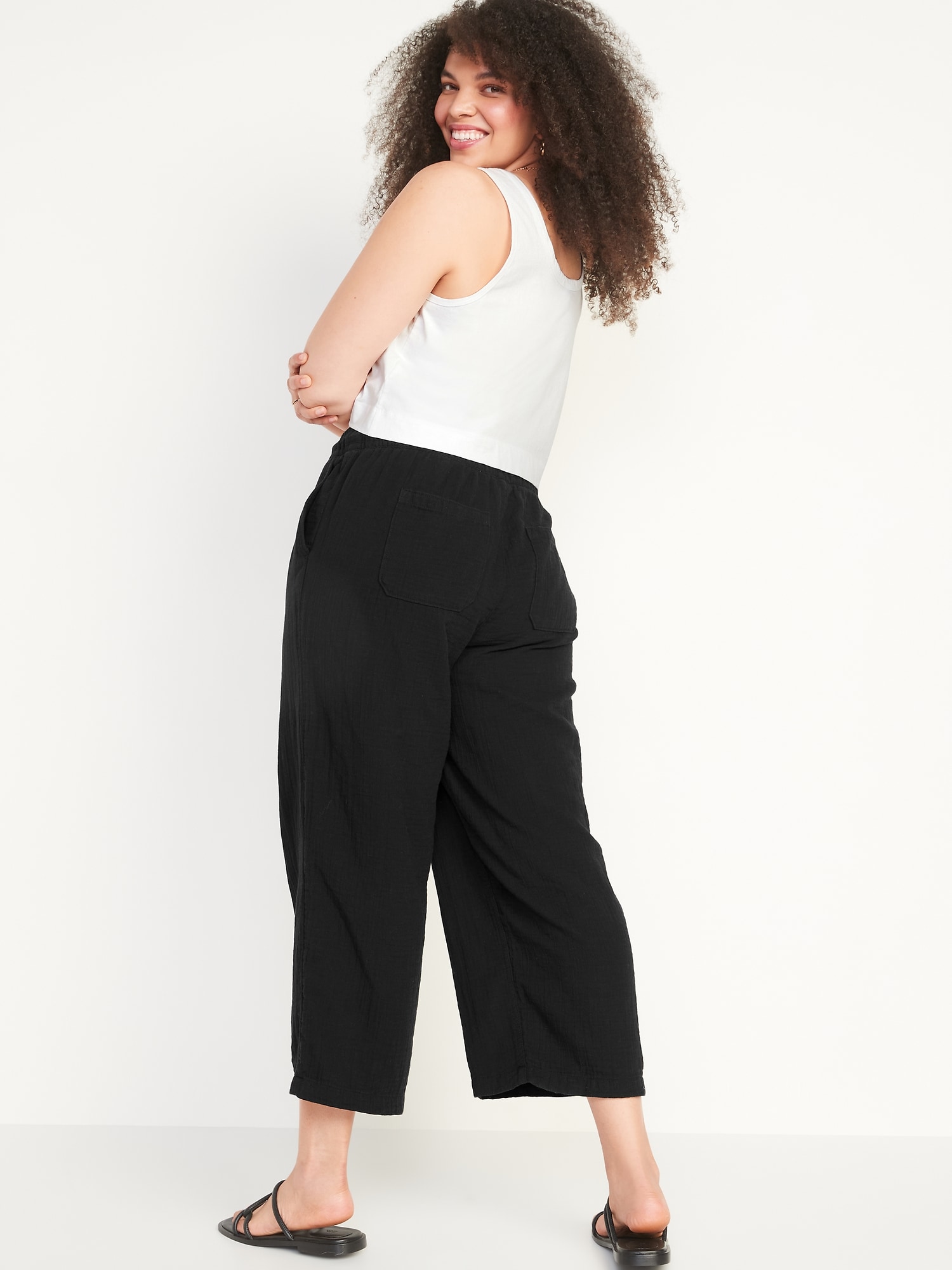 High-Waisted Textured Soft Pants for Women