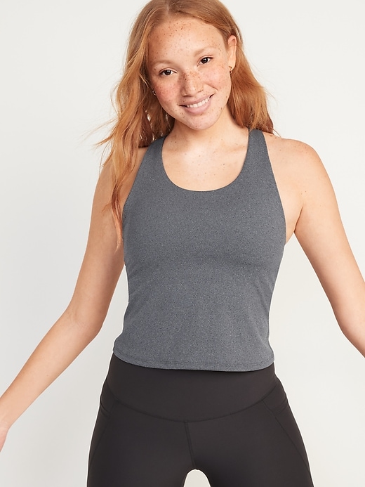 Image number 1 showing, PowerSoft Cropped Shelf-Bra Tank Top for Women