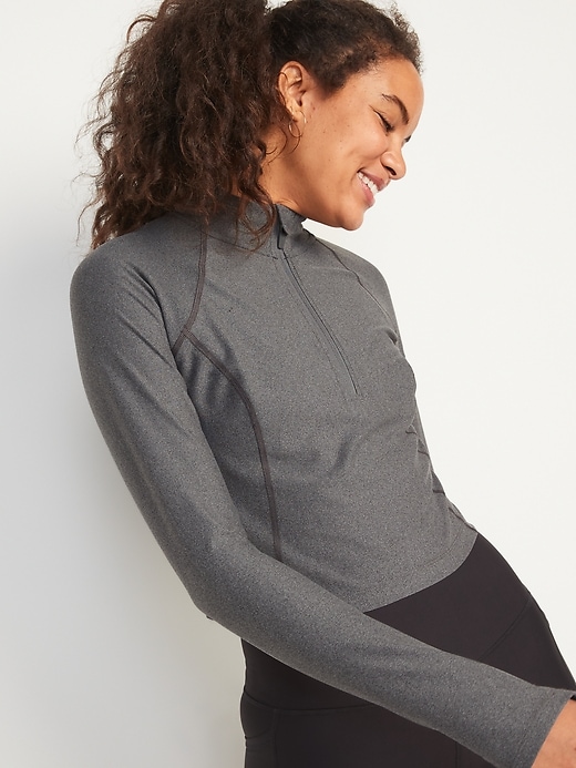 Image number 1 showing, PowerSoft Cropped Quarter-Zip Performance Top for Women