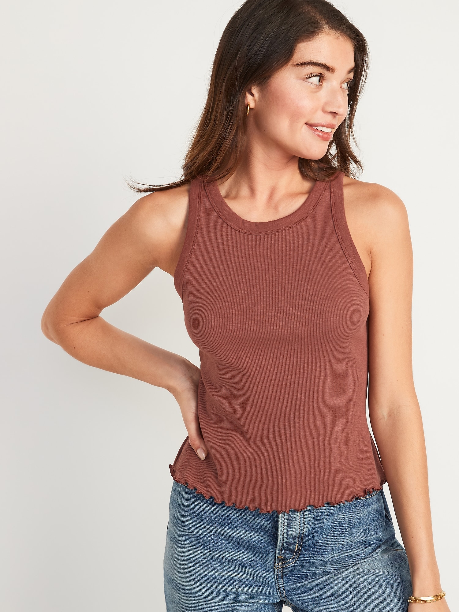 Fitted Rib-Knit Tank Top, Old Navy