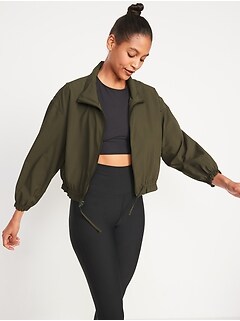 StretchTech Loose Cropped Full-Zip Jacket for Women