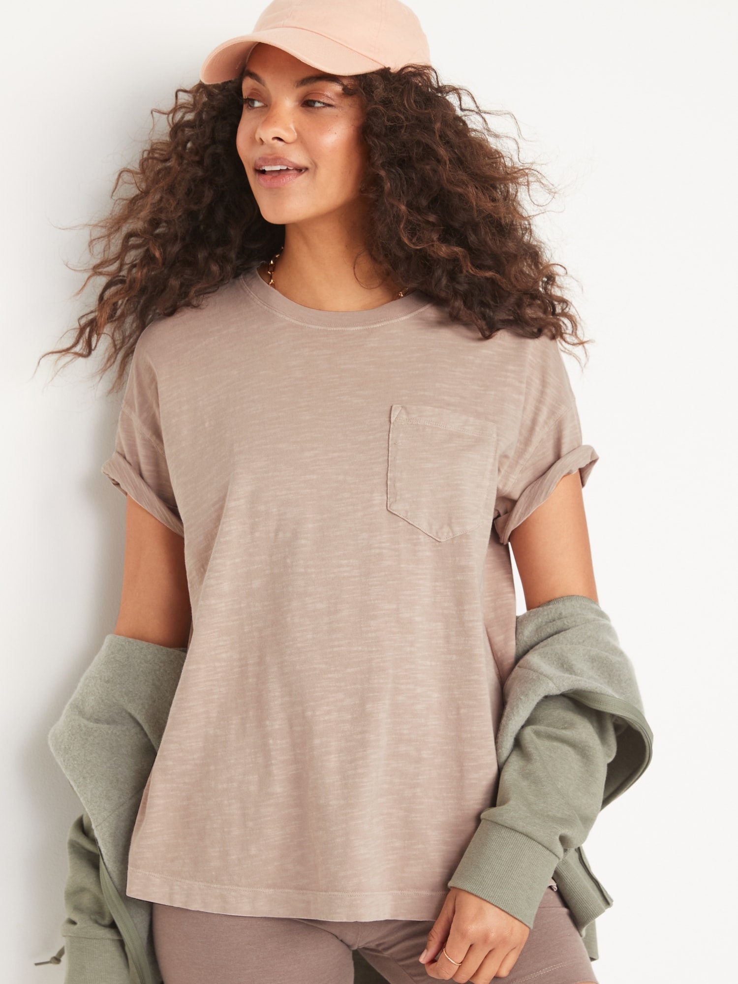 Old Navy Oversized Vintage Slub-Knit Tunic T-Shirt for Women