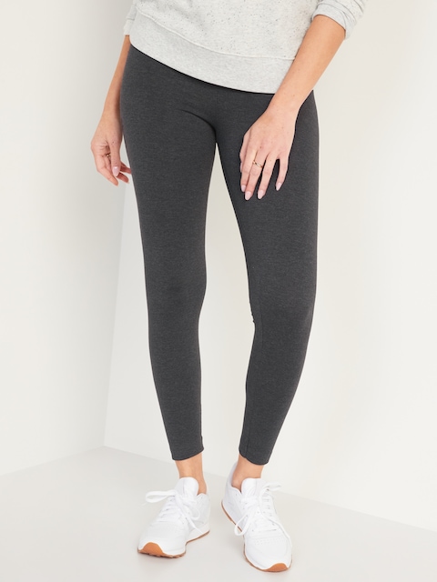 High-Waisted Jersey Fashion Layering Leggings - Dark Heather Gray