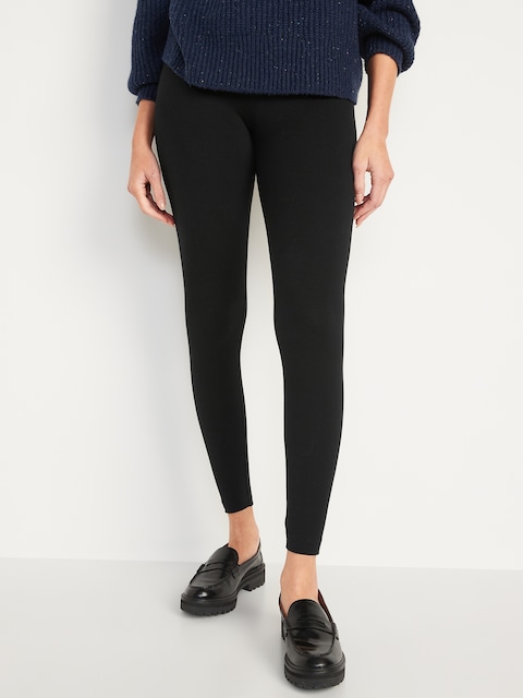 High-Waisted Jersey Fashion Layering Leggings - Black Jack