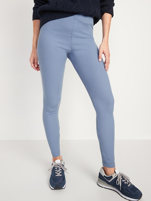 Image number 1 showing, High Waisted Rib-Knit Leggings for Women