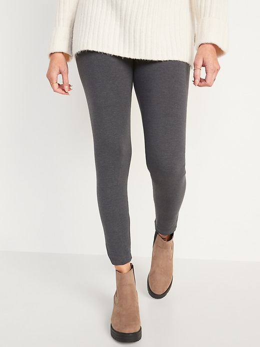 Image number 1 showing, Mid-Rise Jersey-Knit Leggings For Women