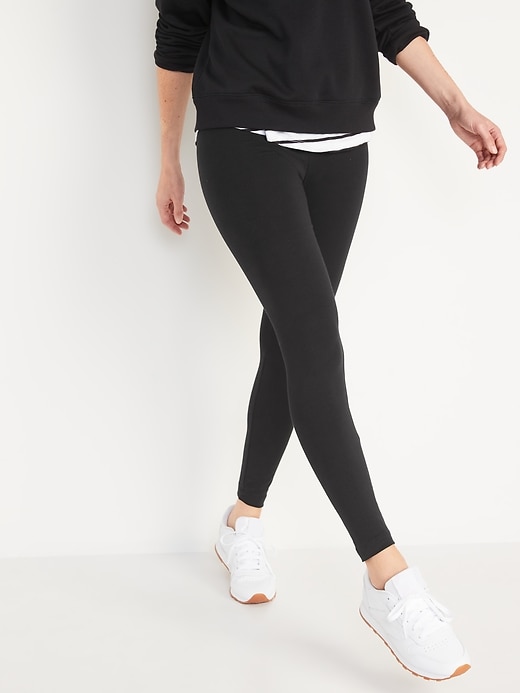 Image number 1 showing, Mid-Rise Jersey Leggings For Women