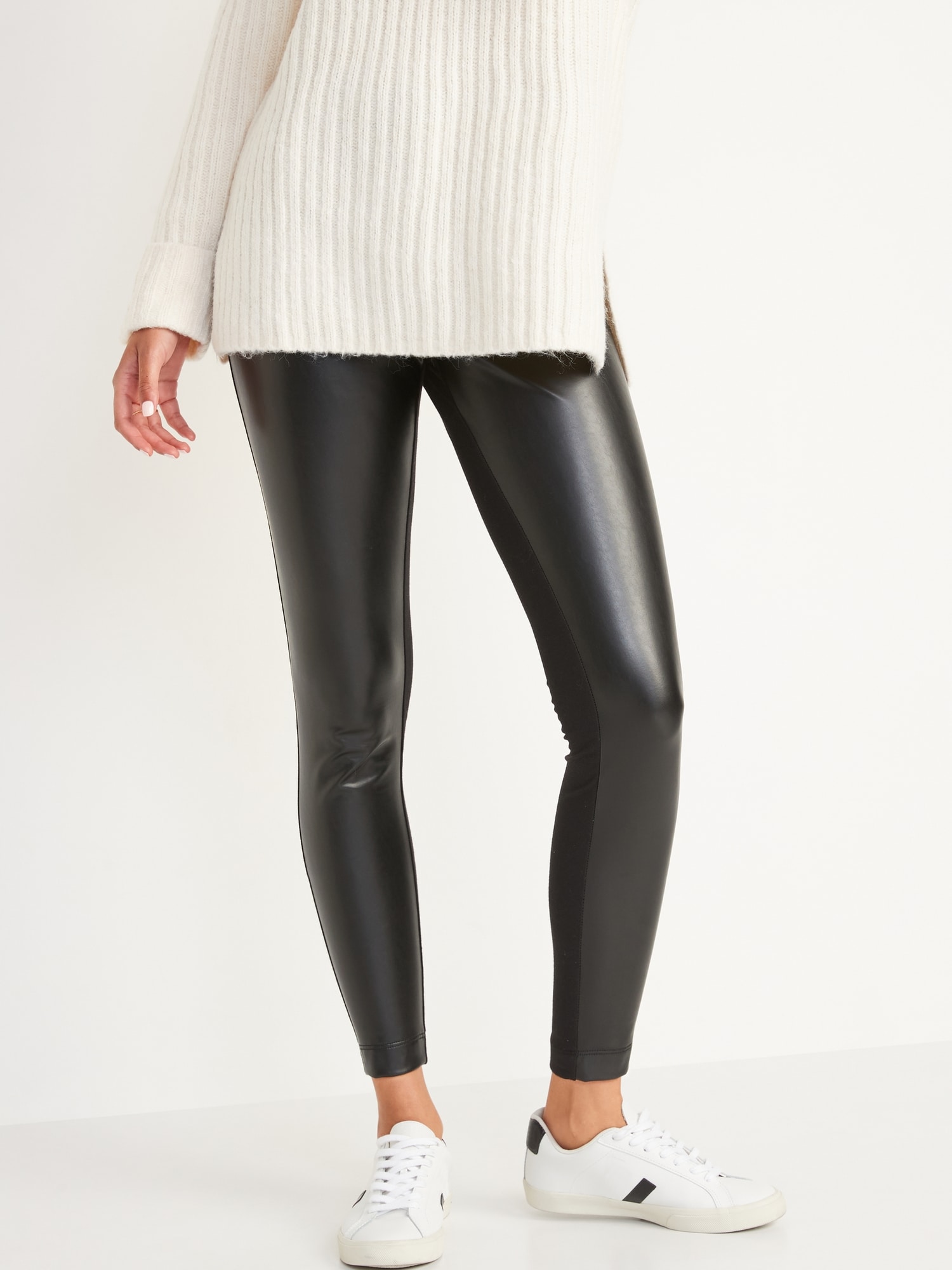 Black High Waisted Faux Leather Leggings