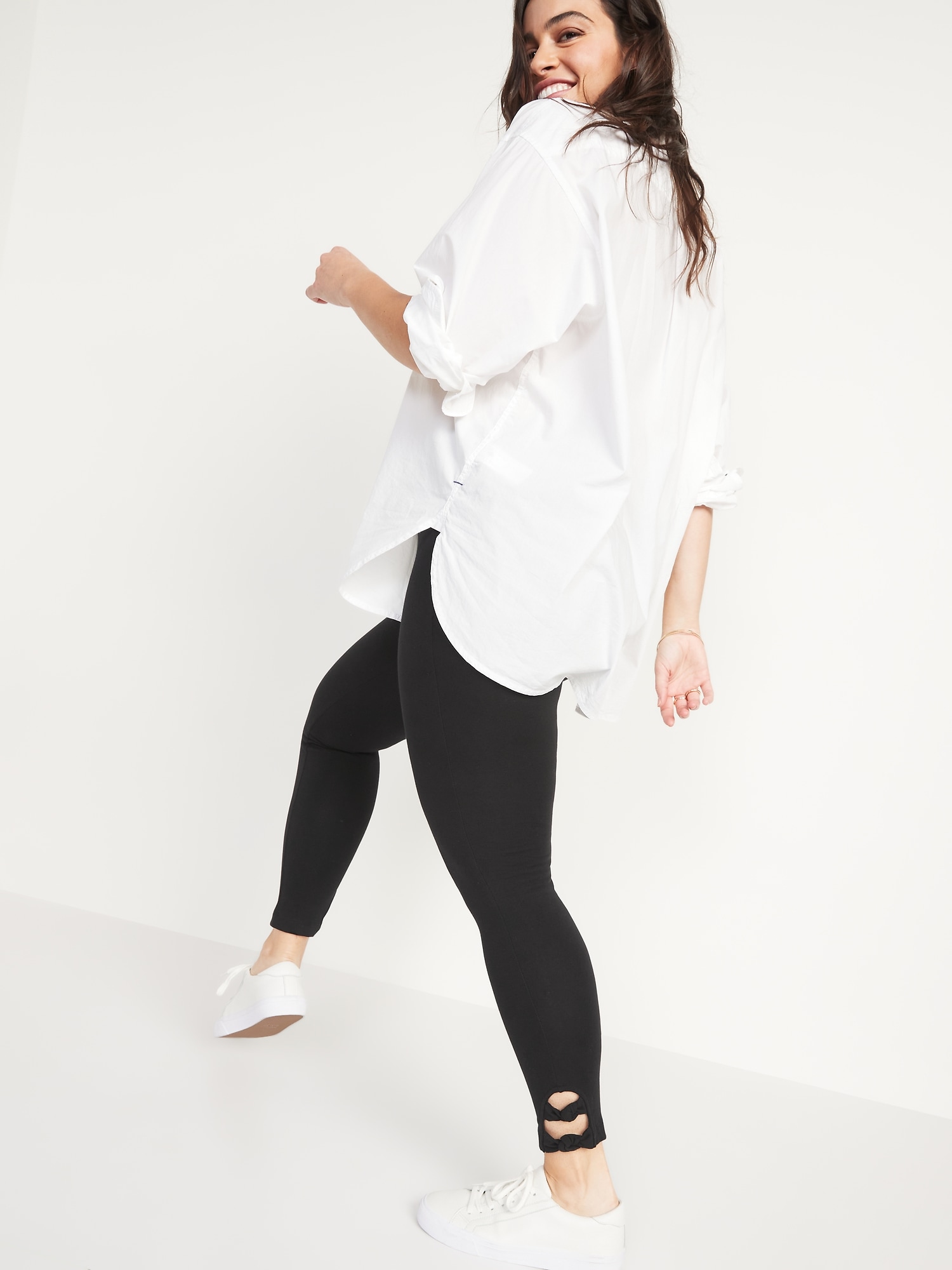 High-Waisted Double-Knot Ankle Leggings For Women | Old Navy