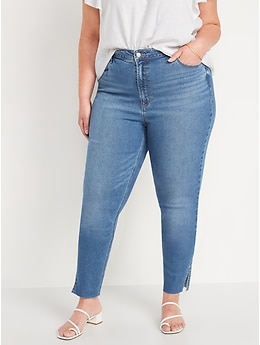 High-Waisted Rockstar Side-Slit Cut-Off Super Skinny Jeans for Women