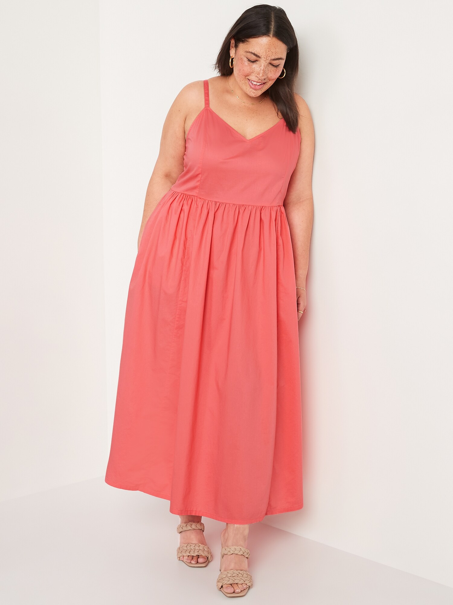 Cotton-Poplin Cami Maxi Swing Dress for Women