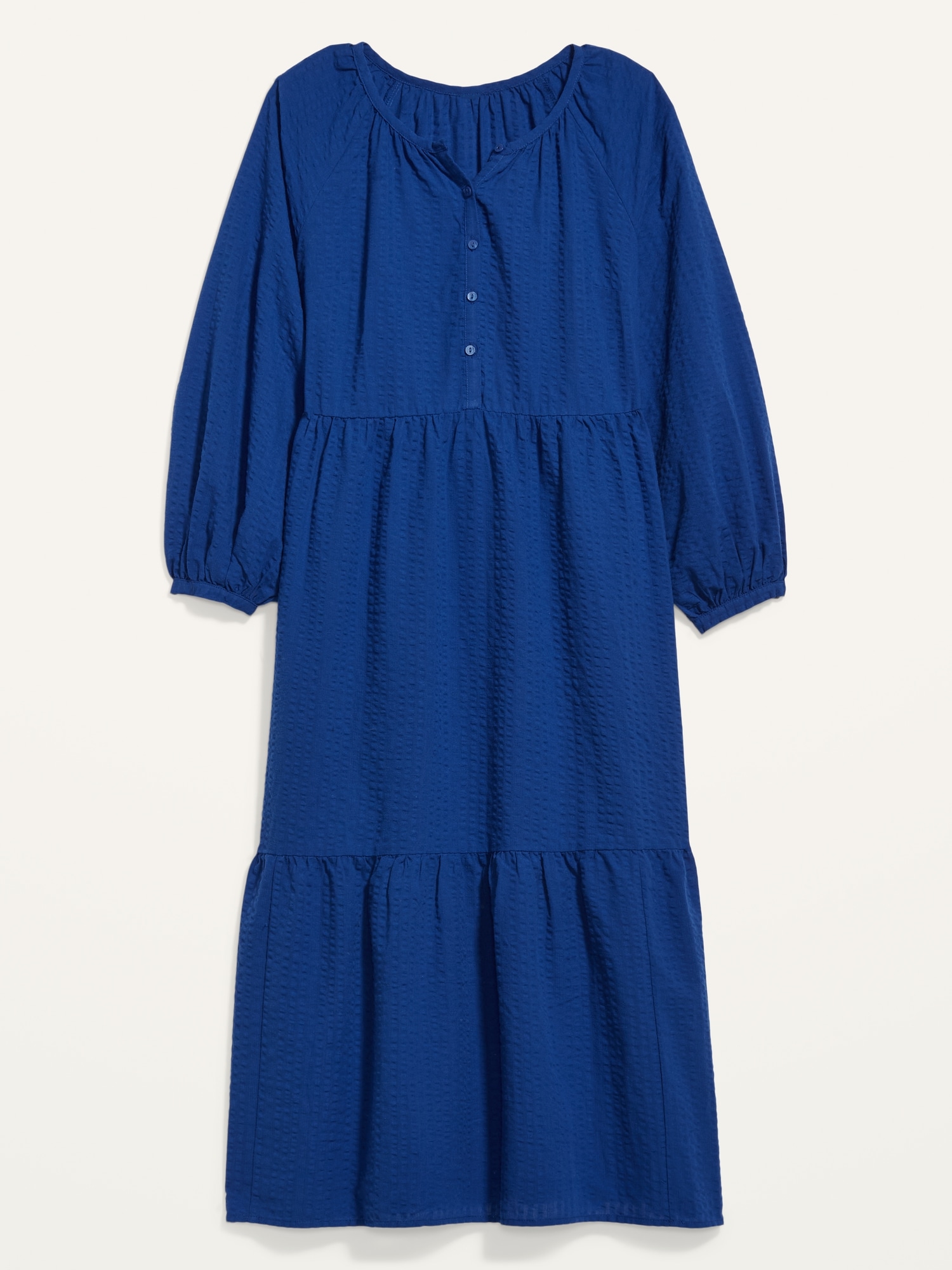 Long-Sleeve Seersucker All-Day Midi Swing Dress for Women | Old Navy