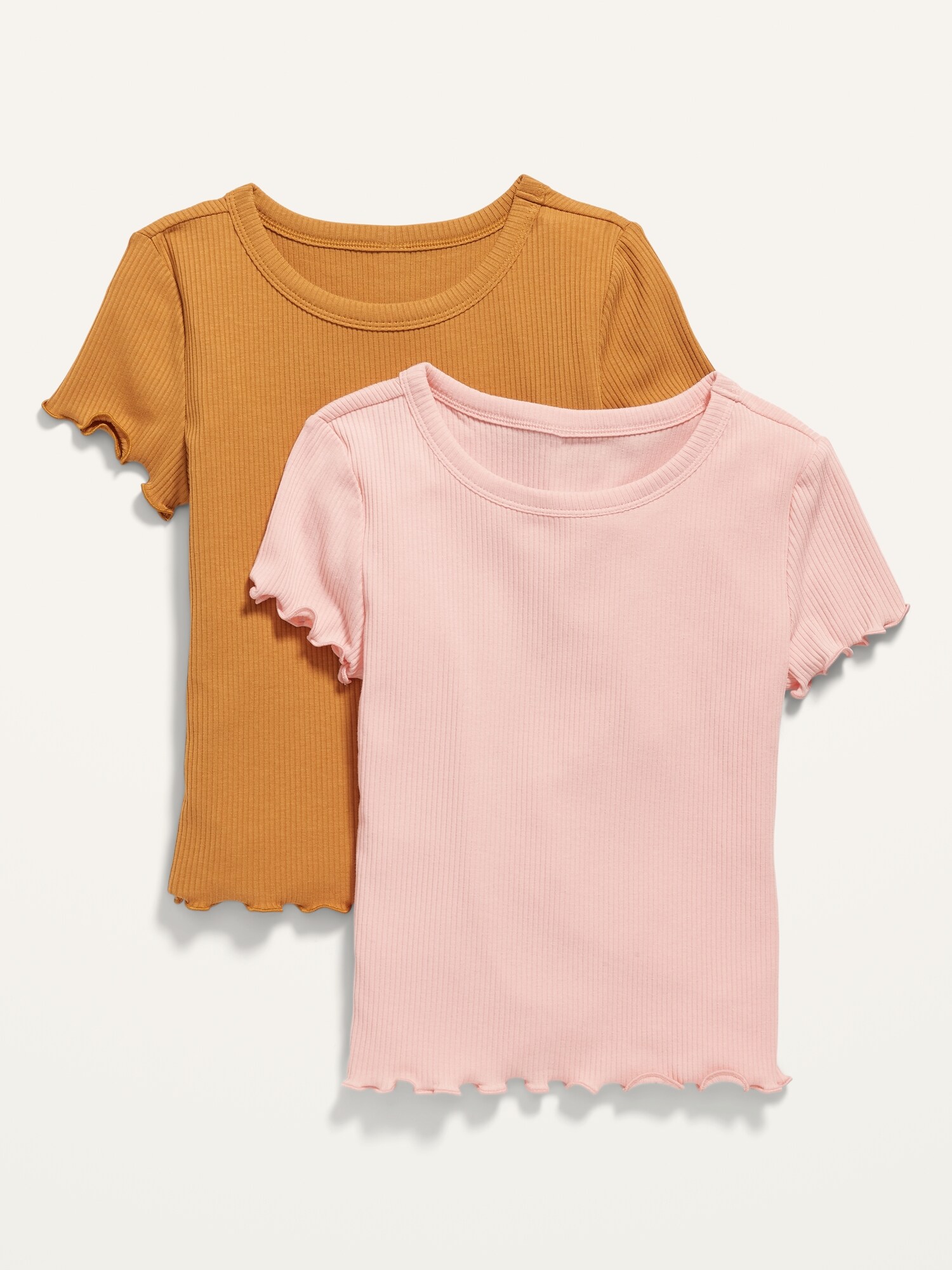 Rib-Knit Lettuce-Edge T-Shirt 2-Pack 