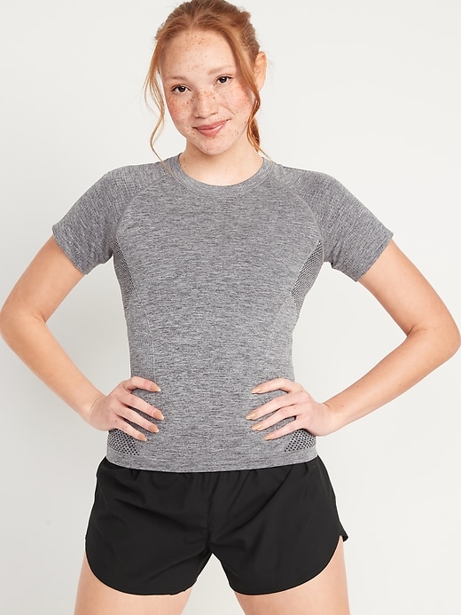 Image number 1 showing, Fitted Seamless Performance T-Shirt for Women