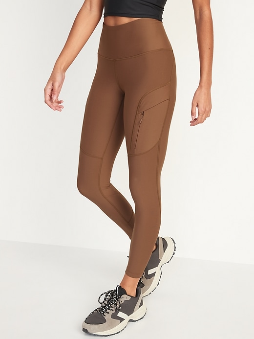 Image number 1 showing, High-Waisted PowerSoft 7/8-Length Cargo Compression Leggings for Women
