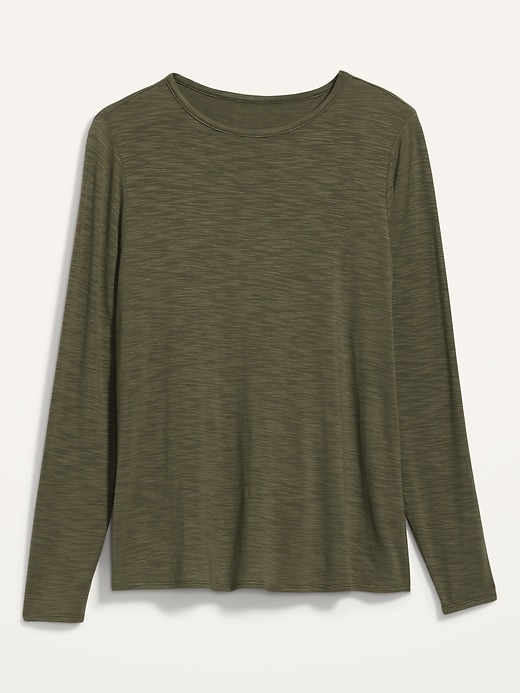 Image number 3 showing, Luxe Crew-Neck Slub-Knit Long-Sleeve T-Shirt for Women
