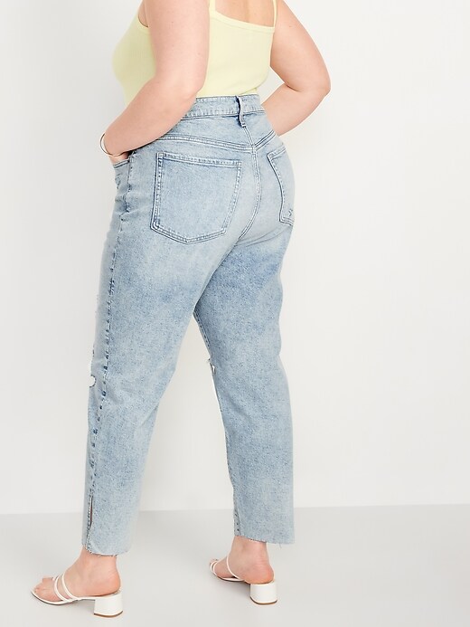 Image number 8 showing, High-Waisted Button-Fly OG Straight Ripped Side-Slit Jeans for Women