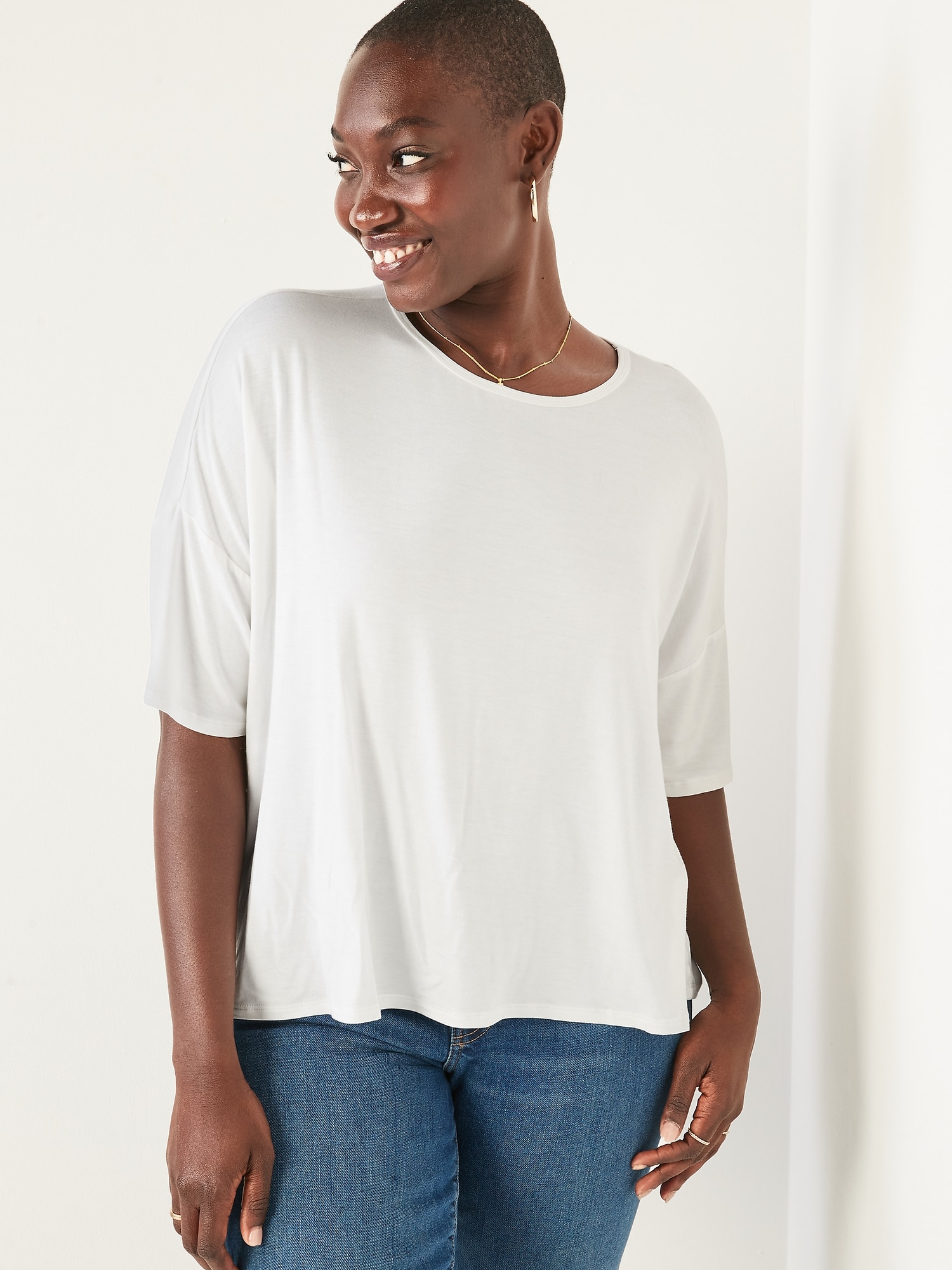 Short-Sleeve Luxe Oversized Cropped T 