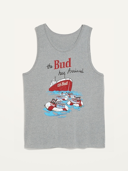 View large product image 1 of 2. Budweiser® Beer "The Bud Has Arrived" Gender-Neutral Tank Top for Adults